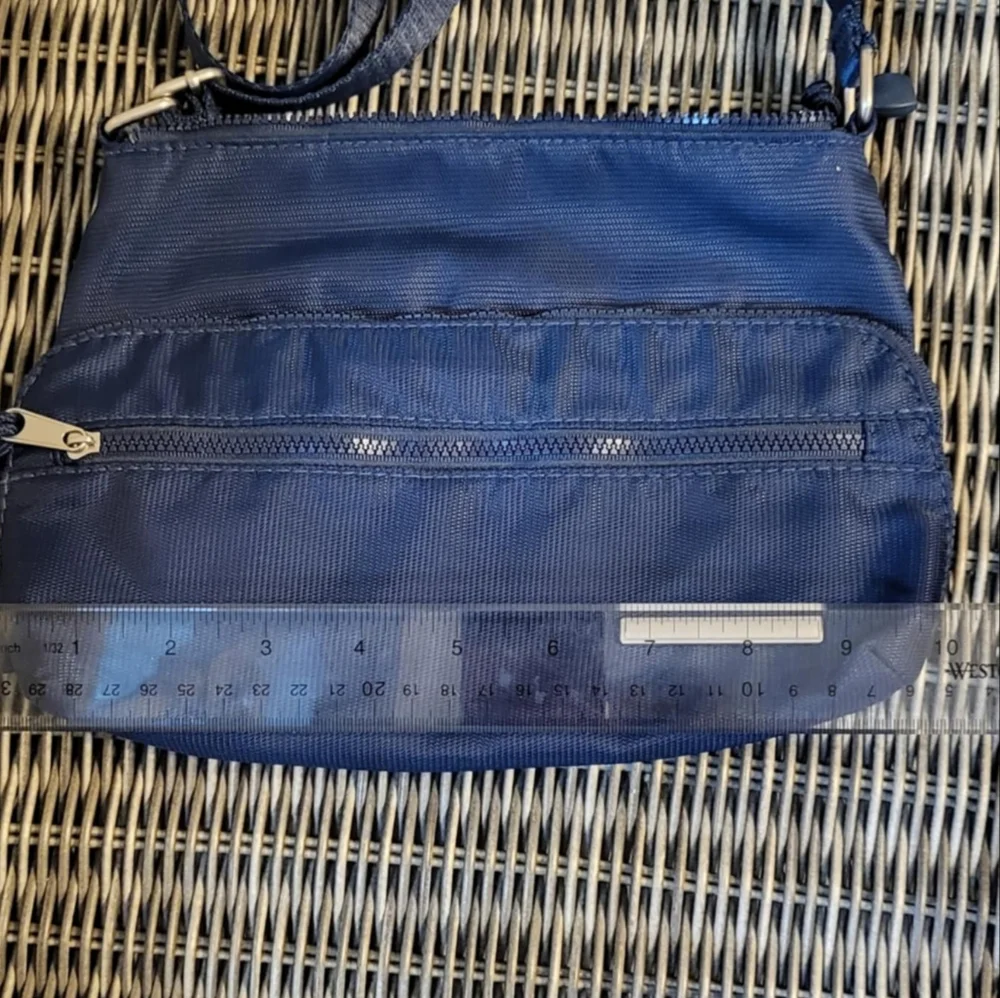 Crossbody Purse Multipocket Nylon Bag Blue Gray Lining